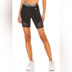 Nike Pro Women’s 8” Black Biker shorts with mesh detail Size Medium